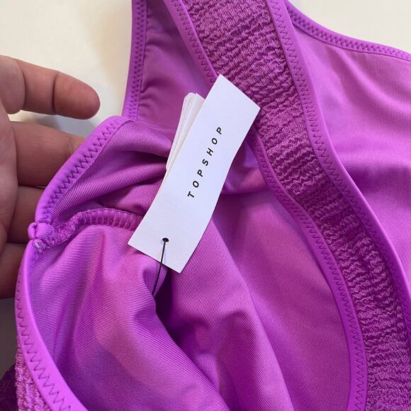 NEW Topshop Purple Crinkle Notch One Piece Swimsuit US Size 4 - Picture 5 of 5